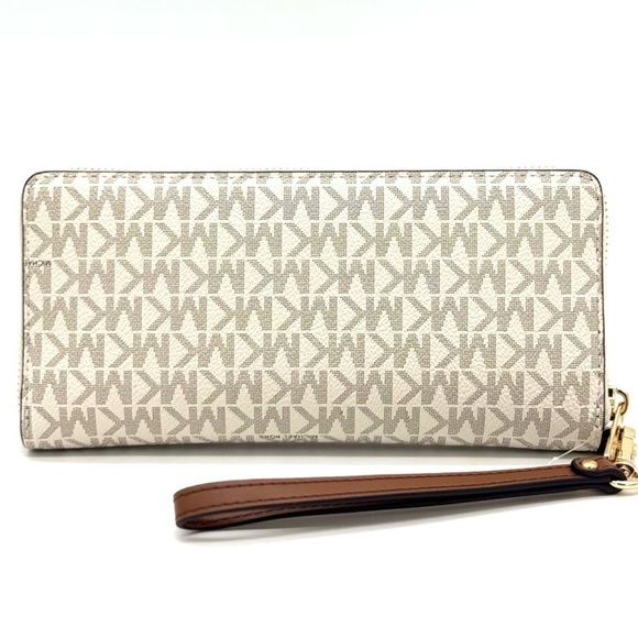Michael Kors Large Continental Wallet Wristlet Vanilla/Brown - Picture 5 of 9